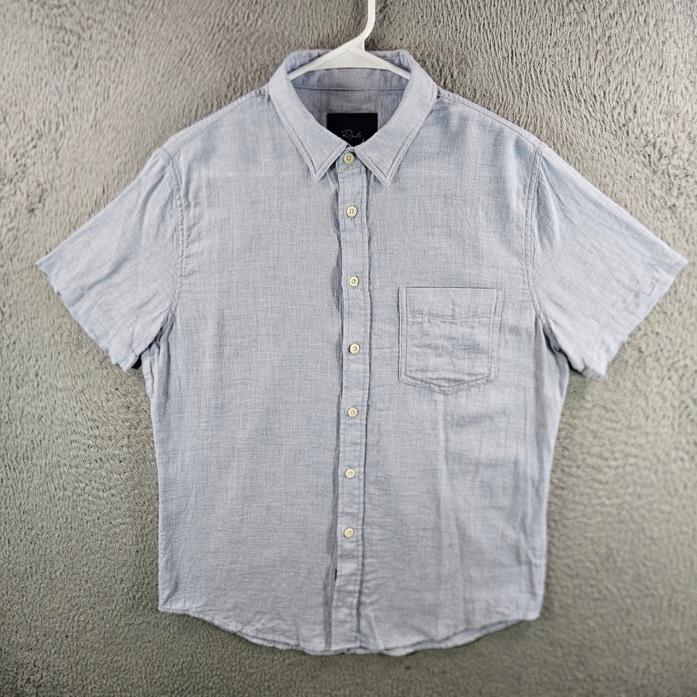Rails Mens Short Sleeve Button Down Shirt Light Blue Cotton Pocket Small